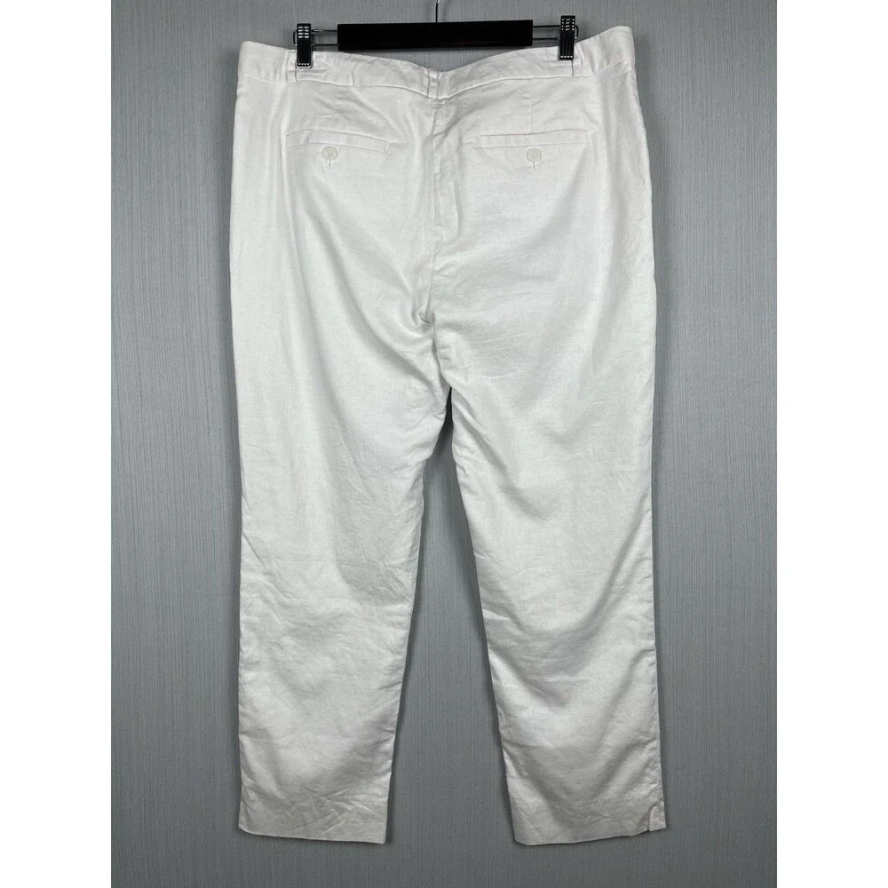 Avery White Linen Ankle Trouser Banana Republic Factory Sz 14 EUC Capsule Resort